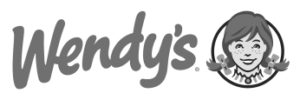 Logo for Wendy's, a well-known fast-food restaurant chain, featuring the Wendy's girl icon and the stylized &quot;Wendy's&quot; text.